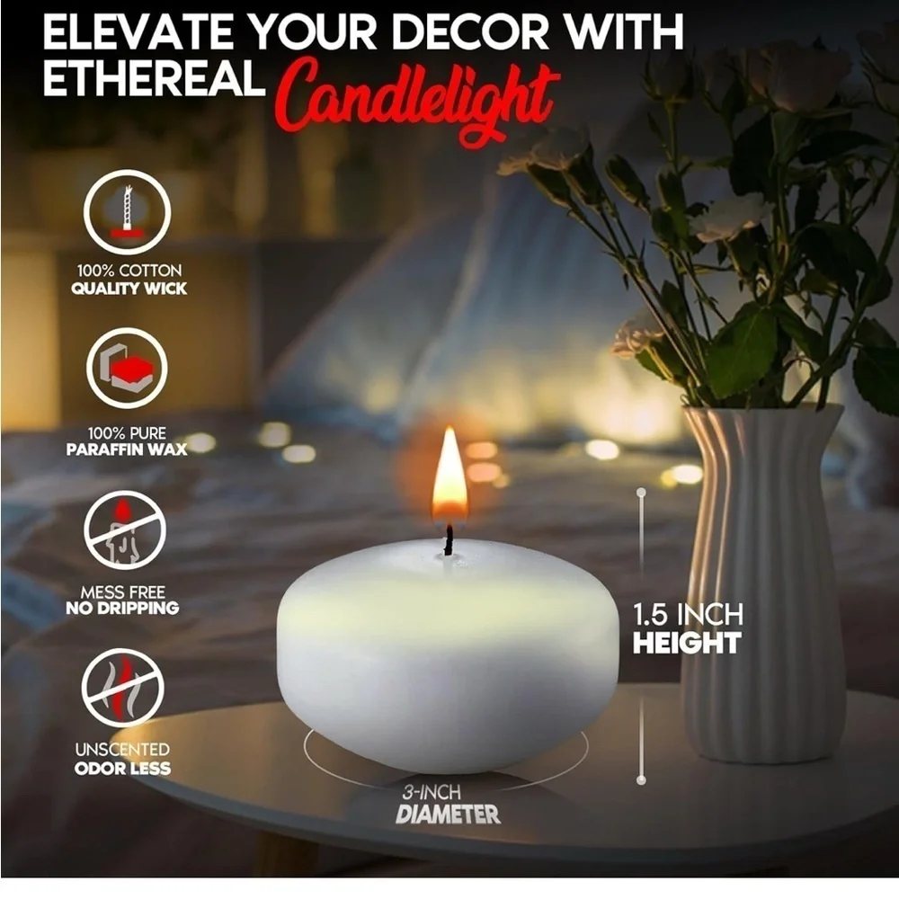 Charisma Premium White Floating Candles - 24 Pack (071)